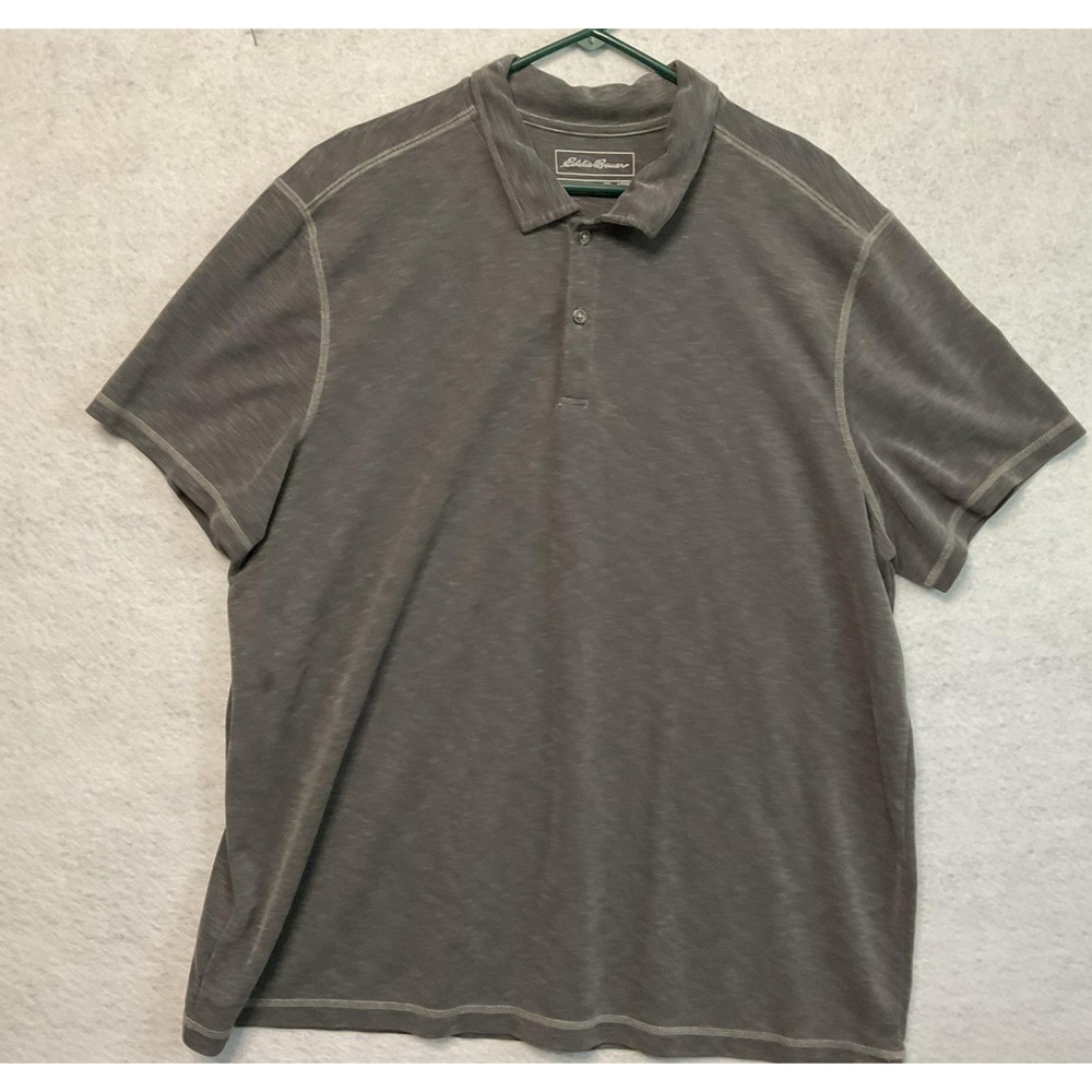 Eddie Bauer Shirt Mens 2XL‎ Gray Active Performance Polo Short Sleeve Polyester